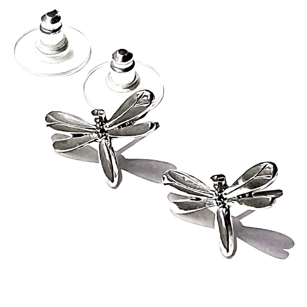 Silver Dragonfly Stud Earrings